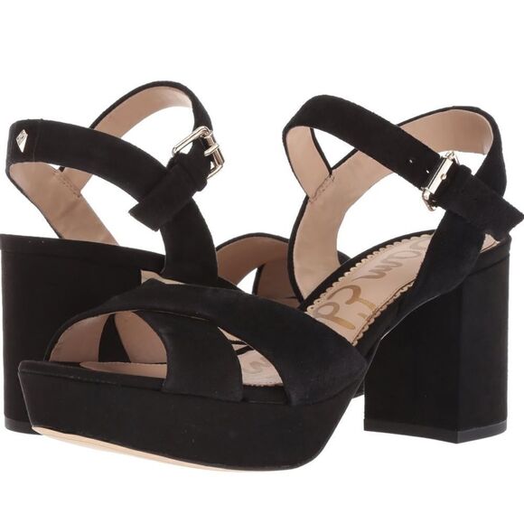 Sam Edelman Women's Jolene Heeled Sandal Black Suede SZ US 6M/ EU 36 NEW in Box - Picture 8 of 12